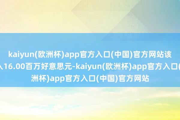 kaiyun(欧洲杯)app官方入口(中国)官方网站该股终了营业收入16.00百万好意思元-kaiyun(欧洲杯)app官方入口(中国)官方网站