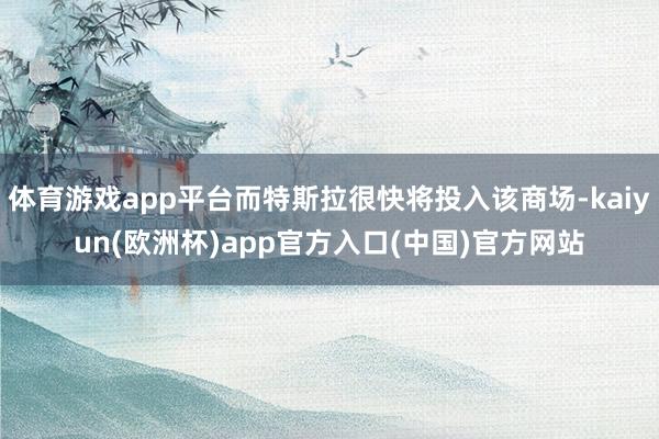 体育游戏app平台而特斯拉很快将投入该商场-kaiyun(欧洲杯)app官方入口(中国)官方网站